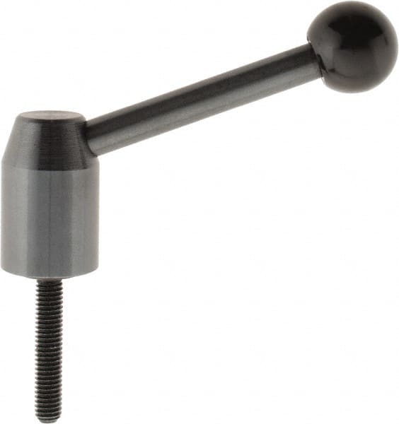 J.W. Winco - M6 x 1.0, 13.5mm Hub Diam, Steel Threaded Stud Adjustable Clamping Handle - 70mm OAL, 33.5mm High - Benchmark Tooling