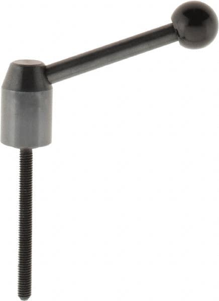 J.W. Winco - M6 x 1.0, 13.5mm Hub Diam, Steel Threaded Stud Adjustable Clamping Handle - 70mm OAL, 33.5mm High - Benchmark Tooling