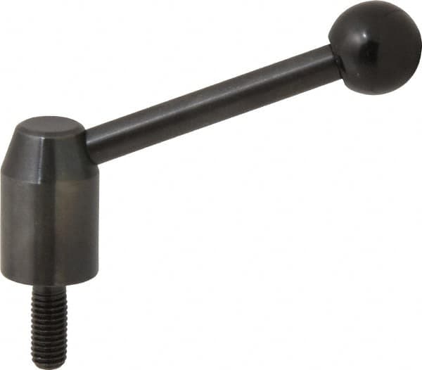 J.W. Winco - M8 x 1.25, 13.5mm Hub Diam, Steel Threaded Stud Adjustable Clamping Handle - 70mm OAL, 33.5mm High - Benchmark Tooling