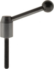 J.W. Winco - M8 x 1.25, 13.5mm Hub Diam, Steel Threaded Stud Adjustable Clamping Handle - 70mm OAL, 33.5mm High - Benchmark Tooling