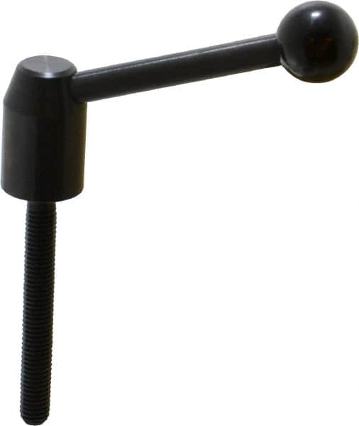 J.W. Winco - M8 x 1.25, 13.5mm Hub Diam, Steel Threaded Stud Adjustable Clamping Handle - 70mm OAL, 33.5mm High - Benchmark Tooling