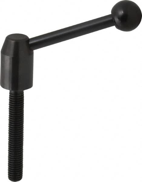 J.W. Winco - M10 x 1.5, 13.5mm Hub Diam, Steel Threaded Stud Adjustable Clamping Handle - 70mm OAL, 33.5mm High - Benchmark Tooling