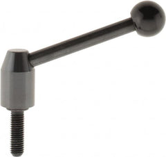 J.W. Winco - M10 x 1.5, 16mm Hub Diam, Steel Threaded Stud Adjustable Clamping Handle - 96mm OAL, 40mm High - Benchmark Tooling