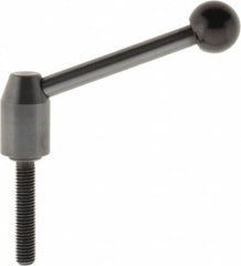 J.W. Winco - M10 x 1.5, 16mm Hub Diam, Steel Threaded Stud Adjustable Clamping Handle - 96mm OAL, 40mm High - Benchmark Tooling