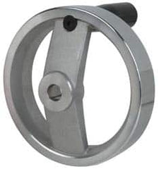 Value Collection - 4.92", 2 Spoke Handwheel with Rectractable Handle - 1.22" Hub, Aluminum, Polished Finish - Benchmark Tooling