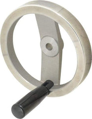 Value Collection - 6.3", 2 Spoke Handwheel with Rectractable Handle - 1.42" Hub, Aluminum, Polished Finish - Benchmark Tooling