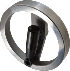 Value Collection - 6.3", 2 Spoke Handwheel with Rectractable Handle - 1.42" Hub, Aluminum, Polished Finish - Benchmark Tooling
