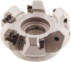 Iscar - 3.58" Cut Diam, 1" Arbor Hole, 0.276" Max Depth of Cut, 45° Indexable Chamfer & Angle Face Mill - 6 Inserts, S845 SX.U 16.. Insert, Right Hand Cut, 6 Flutes, Through Coolant, Series Helido - Benchmark Tooling