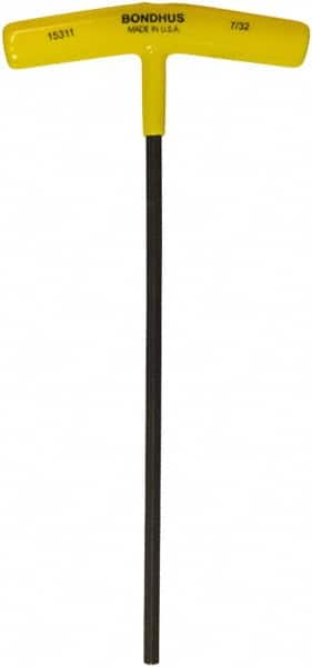 Bondhus - 7/32" Hex, T-Handle Cushion Grip, Hex Key - 9" OAL, Protanium High Torque Steel, Inch System of Measurement - Benchmark Tooling