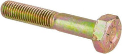 Made in USA - 1/4-28 UNF, 1-1/2" Length Under Head Hex Head Cap Screw - Partially Threaded, Grade L9 Alloy Steel, Zinc Yellow Dichromate Finish, 7/16" Hex - Benchmark Tooling