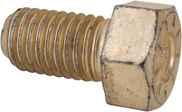 Value Collection - 9/16-12 UNC, 1" Length Under Head Hex Head Cap Screw - Fully Threaded, Grade L9 Alloy Steel, Zinc Yellow Dichromate Finish, 13/16" Hex - Benchmark Tooling