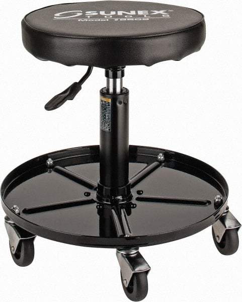 Sunex Tools - 15-1/2 to 20-1/2" High, Adjustable Height Stool - Vinyl Seat, Black - Benchmark Tooling