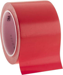 3M - 3" Wide x 5.2 mil Thick Vinyl Floor & Egress Marking Tape - General Traffic, Red, Solid Color - Benchmark Tooling