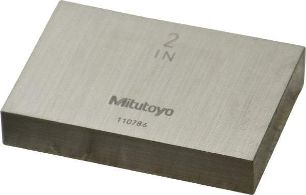 Mitutoyo - 2" Rectangular Steel Gage Block - Accuracy Grade AS-1, Includes Certificate of Inspection - Benchmark Tooling