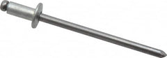 Marson - Size 44 Button Head Steel Open End Blind Rivet - Steel Mandrel, 0.032" to 1/8" Grip, 1/4" Head Diam, 0.129" to 0.133" Hole Diam, 0.275" Length Under Head, 1/8" Body Diam - Benchmark Tooling