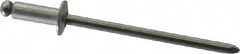 Marson - Button Head Steel Open End Blind Rivet - Steel Mandrel, 0.126" to 0.187" Grip, 1/4" Head Diam, 0.129" to 0.133" Hole Diam, 0.337" Length Under Head, 1/8" Body Diam - Benchmark Tooling