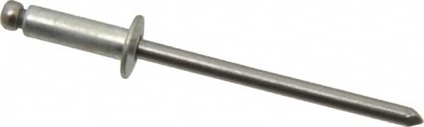 Marson - Button Head Steel Open End Blind Rivet - Steel Mandrel, 0.188" to 1/4" Grip, 1/4" Head Diam, 0.129" to 0.133" Hole Diam, 0.4" Length Under Head, 1/8" Body Diam - Benchmark Tooling