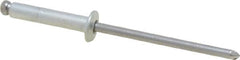 Marson - Button Head Steel Open End Blind Rivet - Steel Mandrel, 0.376" to 1/2" Grip, 1/4" Head Diam, 0.129" to 0.133" Hole Diam, 0.65" Length Under Head, 1/8" Body Diam - Benchmark Tooling