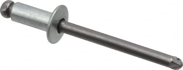 Marson - Button Head Steel Open End Blind Rivet - Steel Mandrel, 0.188" to 1/4" Grip, 3/8" Head Diam, 0.192" to 0.196" Hole Diam, 0.45" Length Under Head, 3/16" Body Diam - Benchmark Tooling