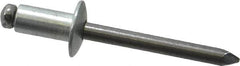 Marson - Button Head Steel Open End Blind Rivet - Steel Mandrel, 0.126" to 1/4" Grip, 1/2" Head Diam, 0.257" to 0.261" Hole Diam, 1/2" Length Under Head, 1/4" Body Diam - Benchmark Tooling