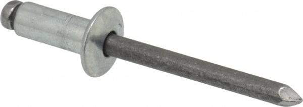 Marson - Button Head Steel Open End Blind Rivet - Steel Mandrel, 0.251" to 3/8" Grip, 1/2" Head Diam, 0.257" to 0.261" Hole Diam, 5/8" Length Under Head, 1/4" Body Diam - Benchmark Tooling