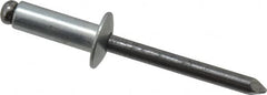 Marson - Button Head Steel Open End Blind Rivet - Steel Mandrel, 0.376" to 1/2" Grip, 1/2" Head Diam, 0.257" to 0.261" Hole Diam, 3/4" Length Under Head, 1/4" Body Diam - Benchmark Tooling