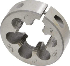 Interstate - 1-14 UNS Thread, 2" Outside Diam High Speed Steel Round Die - Left Hand Thread, Adjustable - Exact Industrial Supply