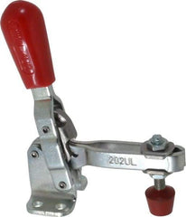 De-Sta-Co - 200 Lb Holding Capacity, Vertical Handle, Manual Hold Down Toggle Clamp - 65° Handle Movement, 105° Bar Opening, U-Bar, Flanged Base, Electro-Plated Zinc, Carbon Steel - Benchmark Tooling