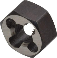 Interstate - 3/8-24 UNF Thread, 25/32" Hex, Right Hand Thread, Hex Rethreading Die - Carbon Steel, 3/8" Thick - Exact Industrial Supply