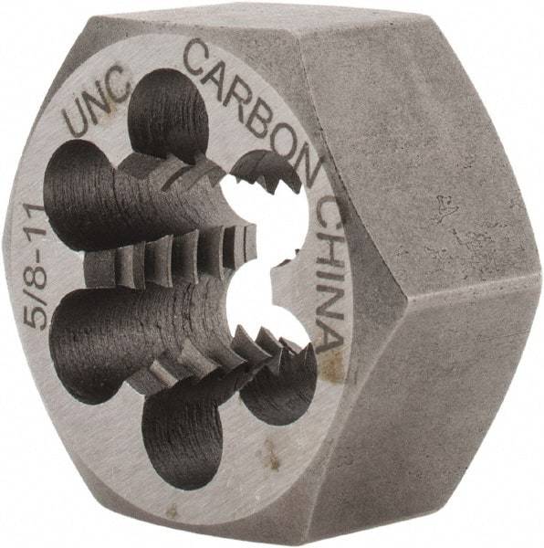 Interstate - 5/8-11 UNC Thread, 1-1/4" Hex, Right Hand Thread, Hex Rethreading Die - Carbon Steel, 5/8" Thick - Exact Industrial Supply