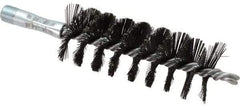 Schaefer Brush - 4-1/2" Brush Length, 1-3/4" Diam, Double Stem, Single Spiral Flue Brush - 7-1/2" Long, Tempered Steel Wire, 1/4" NPSM Male Connection - Benchmark Tooling