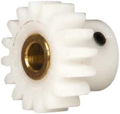 Made in USA - 24 Pitch, 0.667" Pitch Diam, 3/4" OD, 16 Tooth Spur Gear - 1/4" Face Width, 3/16" Bore Diam, 31/64" Hub Diam, 20° Pressure Angle, Acetal - Benchmark Tooling