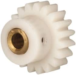 Made in USA - 24 Pitch, 0.791" Pitch Diam, 7/8" OD, 19 Tooth Spur Gear - 1/4" Face Width, 3/16" Bore Diam, 35/64" Hub Diam, 20° Pressure Angle, Acetal - Benchmark Tooling