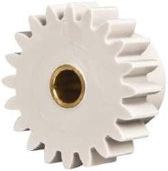 Made in USA - 24 Pitch, 0.833" Pitch Diam, 0.917" OD, 20 Tooth Spur Gear - 1/4" Face Width, 3/16" Bore Diam, 35/64" Hub Diam, 20° Pressure Angle, Acetal - Benchmark Tooling