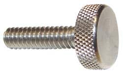 Morton Machine Works - M5x0.80 Knurled Shoulderless Grade 303 Stainless Steel Thumb Screw - 13mm OAL, 11.5mm Head Diam x 5mm Head Height - Benchmark Tooling