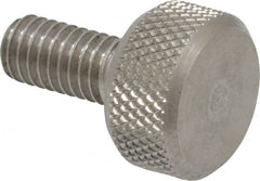 Morton Machine Works - M4x0.70 Knurled Shoulderless Grade 303 Stainless Steel Thumb Screw - 14mm OAL, 9.5mm Head Diam x 5mm Head Height - Benchmark Tooling