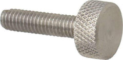 Morton Machine Works - M4x0.70 Knurled Shoulderless Grade 303 Stainless Steel Thumb Screw - 21mm OAL, 9.5mm Head Diam x 5mm Head Height - Benchmark Tooling