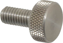 Morton Machine Works - M5x0.80 Knurled Shoulderless Grade 303 Stainless Steel Thumb Screw - 16mm OAL, 11.5mm Head Diam x 5mm Head Height - Benchmark Tooling