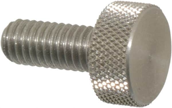 Morton Machine Works - M6x1.00 Knurled Shoulderless Grade 303 Stainless Steel Thumb Screw - 14mm OAL, 13mm Head Diam x 6mm Head Height - Benchmark Tooling