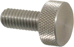 Morton Machine Works - M6x1.00 Knurled Shoulderless Grade 303 Stainless Steel Thumb Screw - 14mm OAL, 13mm Head Diam x 6mm Head Height - Benchmark Tooling