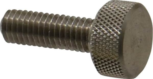 Morton Machine Works - M6x1.00 Knurled Shoulderless Grade 303 Stainless Steel Thumb Screw - 25mm OAL, 13mm Head Diam x 6mm Head Height - Benchmark Tooling