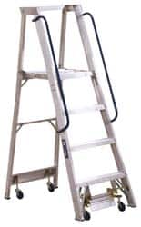 Louisville - 48" 4 Step Ladder - Rolling Platform Ladder, 300 Lb Capacity, 4" Platform Height, 24-1/4" Base Width x 44-3/4" Base Depth - Benchmark Tooling