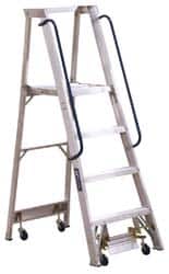 Louisville - 72" 6 Step Ladder - Rolling Platform Ladder, 300 Lb Capacity, 6" Platform Height, 27-1/4" Base Width x 54-3/4" Base Depth - Benchmark Tooling