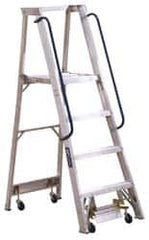 Louisville - 72" 6 Step Ladder - Rolling Platform Ladder, 300 Lb Capacity, 6" Platform Height, 27-1/4" Base Width x 54-3/4" Base Depth - Benchmark Tooling