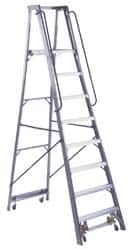 Louisville - 120" 10 Step Ladder - Rolling Platform Ladder, 300 Lb Capacity, 10" Platform Height, 33-1/4" Base Width x 76-3/4" Base Depth - Benchmark Tooling