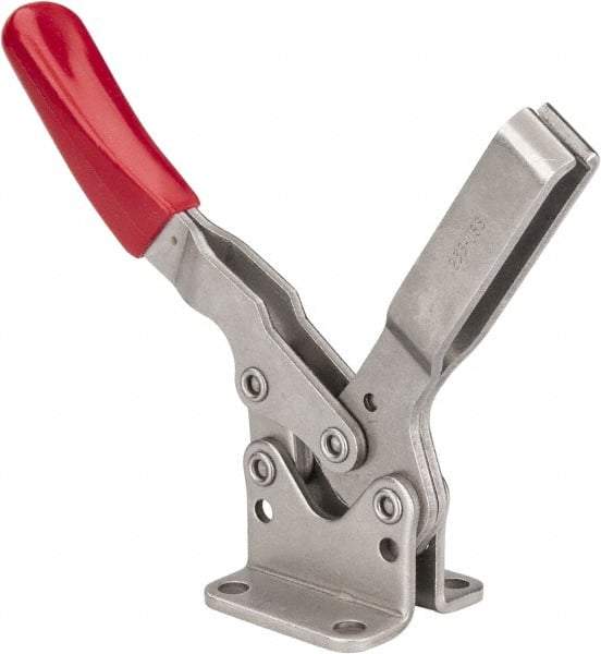 De-Sta-Co - 850 Lb Holding Capacity, Horizontal Handle, Manual Hold Down Toggle Clamp - 70° Handle Movement, 92° Bar Opening, U-Bar, Flanged Base, Electro-Plated Zinc, Stainless Steel - Benchmark Tooling