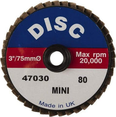 Garryson - 40 Grit, 3" Disc Diam, Type 27 Zirconia Alumina Flap Disc - 20,000 Max RPM, Nylon Backing, Quick Change Type S Attaching System, Coated - Benchmark Tooling