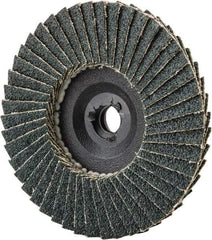 Garryson - 60 Grit, 3" Disc Diam, Type 27 Zirconia Alumina Flap Disc - 20,000 Max RPM, Nylon Backing, Quick Change Type S Attaching System, Coated - Benchmark Tooling