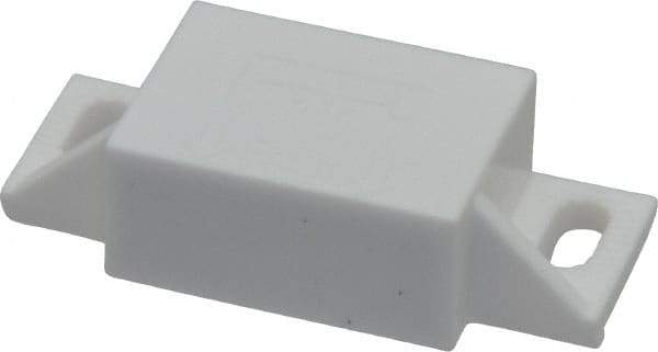 Sugatsune - 1-31/32" Long x 53/64" Wide x 1/2" High, Polyacetal, Neodymium & 316 Stainless Sealed Neodymium Magnet Catch - White Finish, 9.9 Magnetic Force, 15/16" Long Strike, 19/32" Wide Strike - Benchmark Tooling