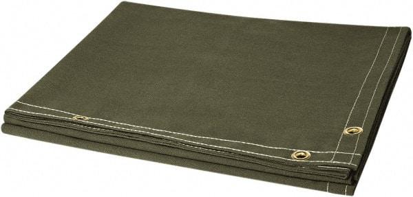 Steiner - 6' High x 8' Wide Canvas Welding Curtain - Olive, Grommet - Benchmark Tooling